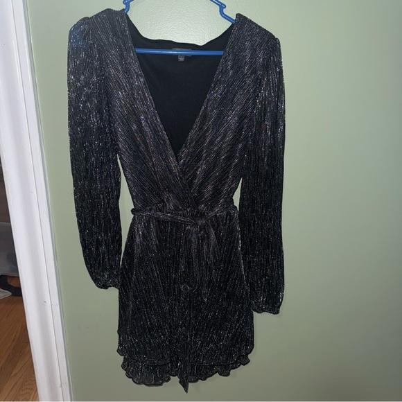 Lily Rose Shimmering Black Long Sleeve Dress - Picture 3 of 5
